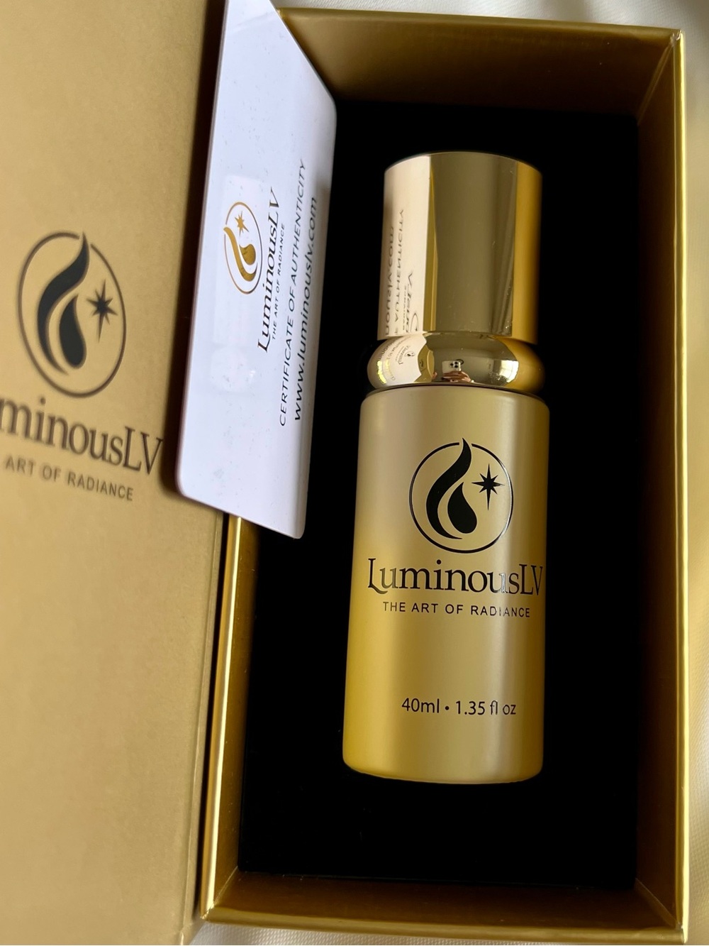LuminousLV The Art of Radiance Gold Serum Bottle